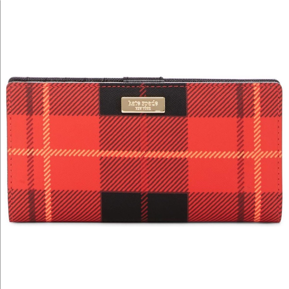 New Kate Spade Plaid Bifold Stacy Wallet